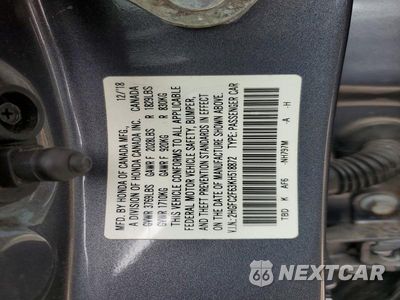 Zdjęcie 13 z 13 samochodu: 2019 HONDA CIVIC LX VIN:2HGFC2F63KH518872 - miniatura