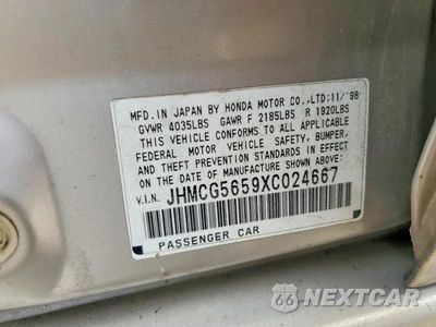 Zdjęcie 12 z 12 samochodu: 1999 HONDA ACCORD EX VIN:JHMCG5659XC024667 - miniatura