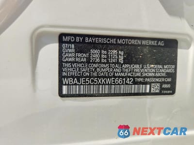 Zdjęcie 12 z 12 samochodu: 2019 BMW 540 I VIN:WBAJE5C5XKWE66142 - miniatura