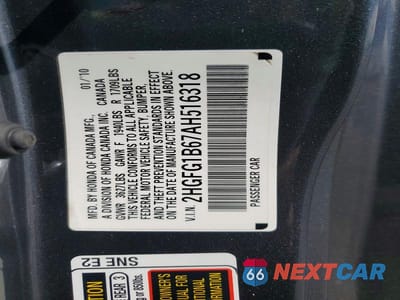 Zdjęcie 13 z 13 samochodu: 2010 HONDA CIVIC LX VIN:2HGFG1B67AH516318 - miniatura