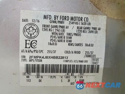 Zdjęcie 13 z 13 samochodu: 2017 FORD EDGE SEL VIN:2FMPK4J8XHBB22813 - miniatura