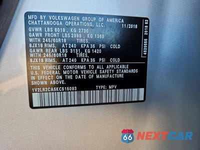 Zdjęcie 13 z 13 samochodu: 2019 VOLKSWAGEN ATLAS SE VIN:1V2LR2CA5KC515093 - miniatura