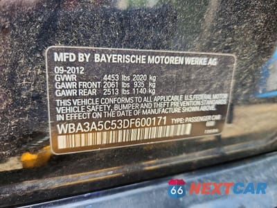 Zdjęcie 12 z 12 samochodu: 2013 BMW 328 I VIN:WBA3A5C53DF600171 - miniatura