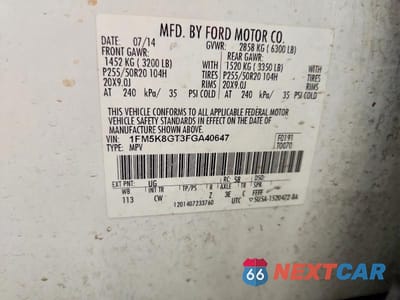 Zdjęcie 13 z 13 samochodu: 2015 FORD EXPLORER SPORT VIN:1FM5K8GT3FGA40647 - miniatura