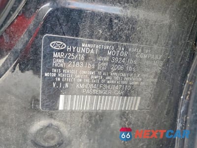 Zdjęcie 12 z 12 samochodu: 2017 HYUNDAI ELANTRA LIMITED VIN:KMHD84LF3HU147110 - miniatura