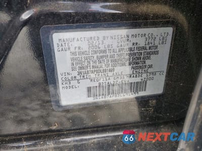 Zdjęcie 12 z 12 samochodu: 2013 NISSAN SENTRA S VIN:3N1AB7AP8DL691499 - miniatura