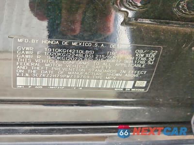 Zdjęcie 12 z 12 samochodu: 2023 HONDA HR-V EXL VIN:3CZRZ2H79PM718769 - miniatura