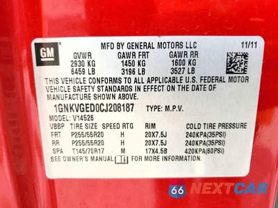 Zdjęcie 13 z 13 samochodu: 2012 CHEVROLET TRAVERSE LT VIN:1GNKVGED0CJ208187 - miniatura