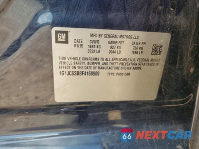 Zdjęcie 12 z 12 samochodu: 2015 CHEVROLET SONIC LT VIN:1G1JC6SB8F4160909 - miniatura