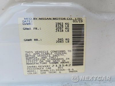 Zdjęcie 12 z 12 samochodu: 2019 NISSAN ALTIMA SL VIN:1N4BL4EVXKC213542 - miniatura