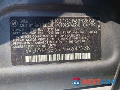 Zdjęcie 13 z 13 samochodu: 2009 BMW 328 XI SULEV VIN:WBAPK53519A643278 - miniatura