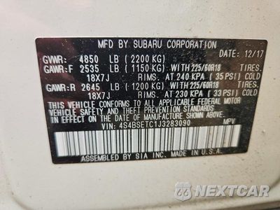 Zdjęcie 13 z 13 samochodu: 2018 SUBARU OUTBACK TOURING VIN:4S4BSETC1J3283090 - miniatura