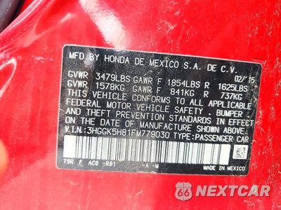 Zdjęcie 12 z 12 samochodu: 2015 HONDA FIT EX VIN:3HGGK5H81FM779030 - miniatura