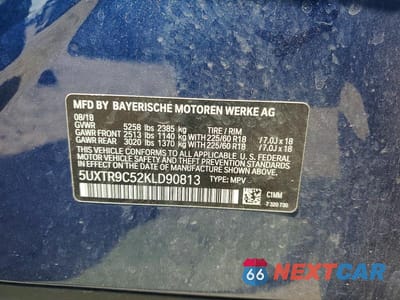 Zdjęcie 13 z 13 samochodu: 2019 BMW X3 XDRIVE30I VIN:5UXTR9C52KLD90813 - miniatura