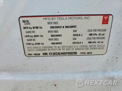 Zdjęcie 14 z 14 samochodu: 2016 TESLA MODEL X VIN:5YJXCAE46GF000295 - miniatura