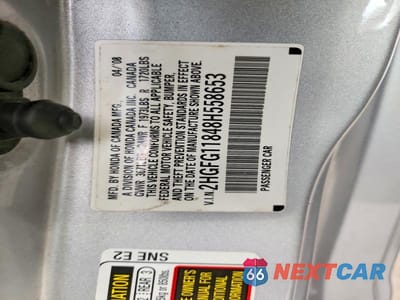 Zdjęcie 12 z 12 samochodu: 2008 HONDA CIVIC EX VIN:2HGFG11848H558653 - miniatura