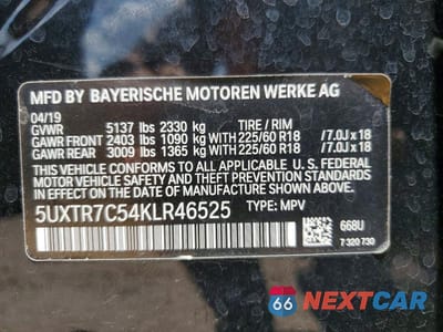 Zdjęcie 14 z 14 samochodu: 2019 BMW X3 SDRIVE30I VIN:5UXTR7C54KLR46525 - miniatura