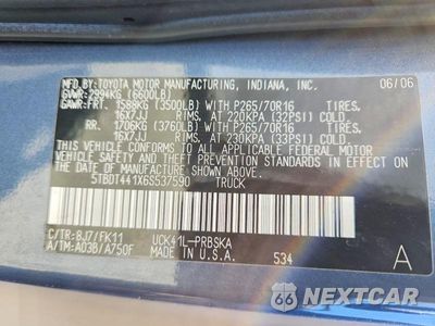 Zdjęcie 12 z 12 samochodu: 2006 TOYOTA TUNDRA SR5 VIN:5TBDT441X6S537590 - miniatura