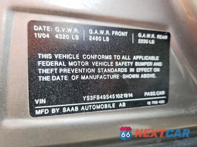 Zdjęcie 13 z 13 samochodu: 2005 SAAB 9-3 LINEAR VIN:YS3FB49S451021914 - miniatura