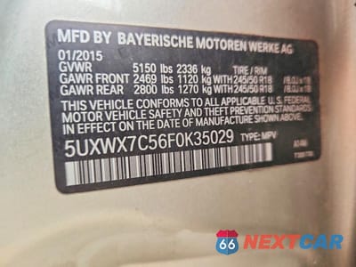 Zdjęcie 12 z 12 samochodu: 2015 BMW X3 XDRIVE35I VIN:5UXWX7C56F0K35029 - miniatura