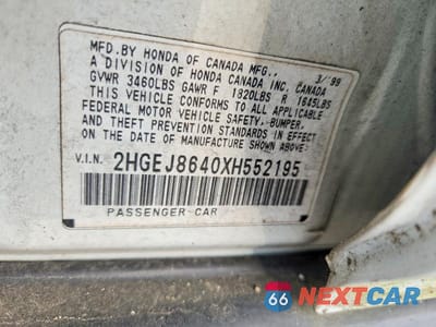Zdjęcie 12 z 12 samochodu: 1999 HONDA CIVIC EX VIN:2HGEJ8640XH552195 - miniatura