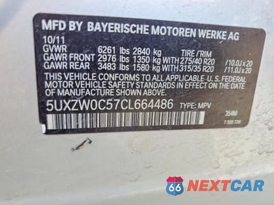 Zdjęcie 13 z 13 samochodu: 2012 BMW X5 XDRIVE35D VIN:5UXZW0C57CL664486 - miniatura