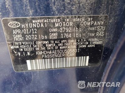 Zdjęcie 12 z 12 samochodu: 2013 HYUNDAI ELANTRA LIMITED VIN:KMHDH4AE5DU505831 - miniatura