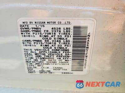Zdjęcie 13 z 13 samochodu: 2015 NISSAN ROGUE SELECT S VIN:JN8AS5MV1FW753824 - miniatura