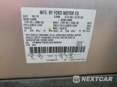 Zdjęcie 13 z 13 samochodu: 2018 FORD EXPLORER VIN:1FM5K7B85JGC80630 - miniatura