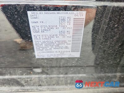 Zdjęcie 13 z 13 samochodu: 2019 NISSAN PATHFINDER S VIN:5N1DR2MM8KC632094 - miniatura
