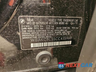 Zdjęcie 12 z 12 samochodu: 2012 BMW 750 LXI VIN:WBAKC8C55CC435960 - miniatura