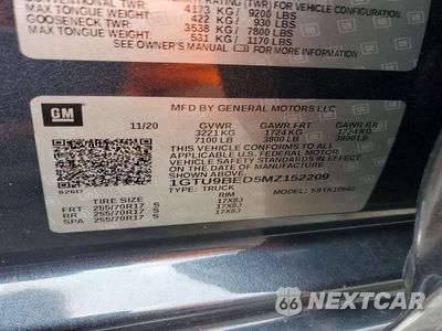 Zdjęcie 12 z 12 samochodu: 2021 GMC SIERRA K1500 SLE VIN:1GTU9BED5MZ152209 - miniatura