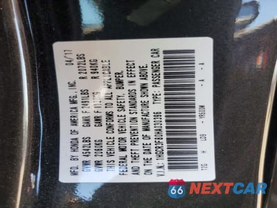 Zdjęcie 12 z 12 samochodu: 2017 HONDA ACCORD EXL VIN:1HGCR3F80HA030396 - miniatura