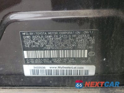 Zdjęcie 12 z 12 samochodu: 2012 LEXUS IS 250 BASE VIN:JTHBF5C2XC2102690 - miniatura