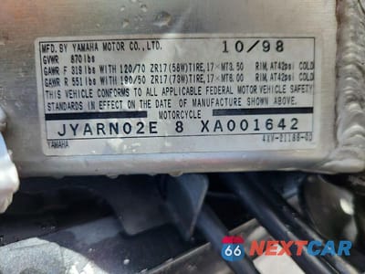 Zdjęcie 10 z 10 samochodu: 1999 YAMAHA YZFR1 VIN:JYARN02E8XA001642 - miniatura