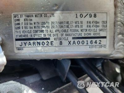 Zdjęcie 10 z 10 samochodu: 1999 YAMAHA YZFR1 VIN:JYARN02E8XA001642 - miniatura
