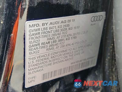 Zdjęcie 13 z 13 samochodu: 2020 AUDI Q8 PREMIUM PLUS S-LINE VIN:WA1EVAF18LD006634 - miniatura