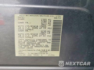Zdjęcie 12 z 12 samochodu: 2015 NISSAN MURANO SV VIN:5N1AZ2MH4FN263816 - miniatura
