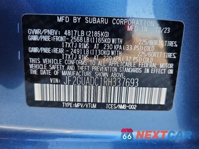 Zdjęcie 13 z 13 samochodu: 2024 SUBARU CROSSTREK PREMIUM VIN:JF2GUADC1RH337693 - miniatura