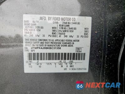 Zdjęcie 13 z 13 samochodu: 2019 FORD EDGE SEL VIN:2FMPK4J99KBC31358 - miniatura