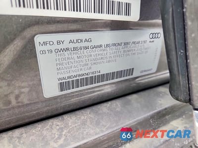 Zdjęcie 12 z 12 samochodu: 2019 AUDI A8 L VIN:WAU8DAF86KN016314 - miniatura