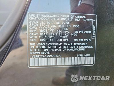 Zdjęcie 13 z 13 samochodu: 2021 VOLKSWAGEN ATLAS SE VIN:1V2RR2CA1MC558570 - miniatura