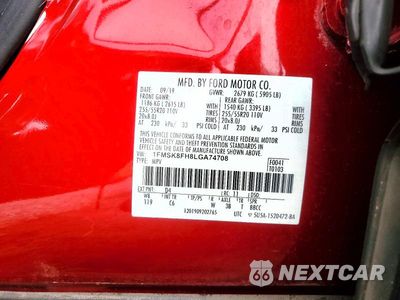 Zdjęcie 14 z 14 samochodu: 2020 FORD EXPLORER LIMITED VIN:1FMSK8FH8LGA74708 - miniatura