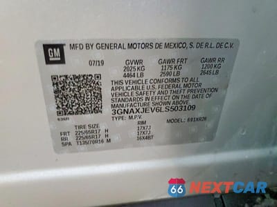 Zdjęcie 13 z 13 samochodu: 2020 CHEVROLET EQUINOX LT VIN:3GNAXJEV6LS503109 - miniatura