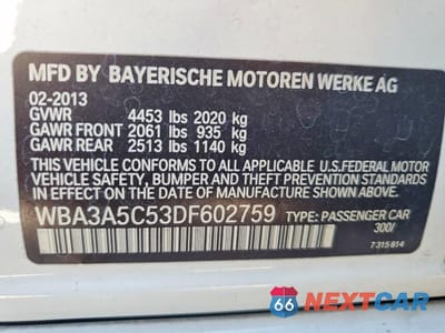 Zdjęcie 12 z 12 samochodu: 2013 BMW 328 I VIN:WBA3A5C53DF602759 - miniatura
