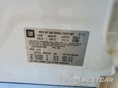 Zdjęcie 13 z 13 samochodu: 2014 BUICK ENCORE CONVENIENCE VIN:KL4CJFSB7EB784338 - miniatura