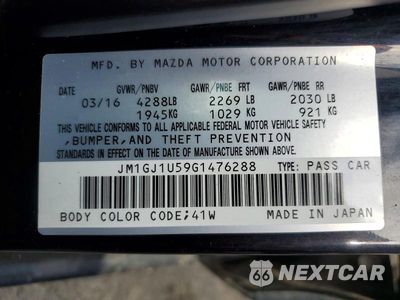 Zdjęcie 12 z 12 samochodu: 2016 MAZDA 6 SPORT VIN:JM1GJ1U59G1476288 - miniatura