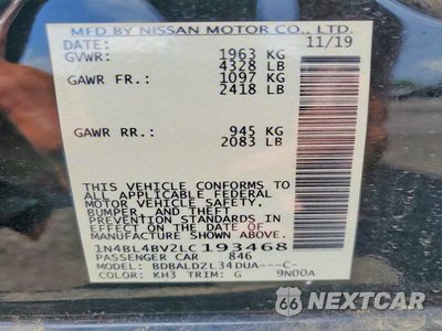 Zdjęcie 13 z 13 samochodu: 2020 NISSAN ALTIMA S VIN:1N4BL4BV2LC193468 - miniatura