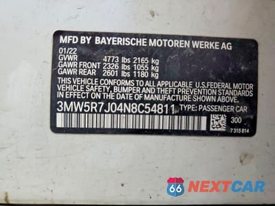 Zdjęcie 12 z 12 samochodu: 2022 BMW 330XI VIN:3MW5R7J04N8C54811 - miniatura
