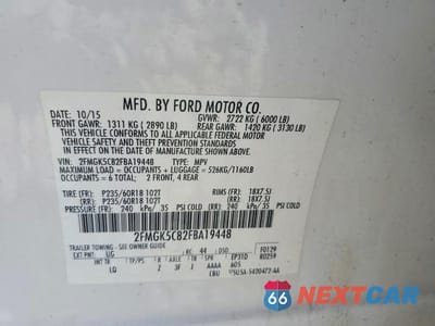 Zdjęcie 13 z 13 samochodu: 2015 FORD FLEX SEL VIN:2FMGK5C82FBA19448 - miniatura